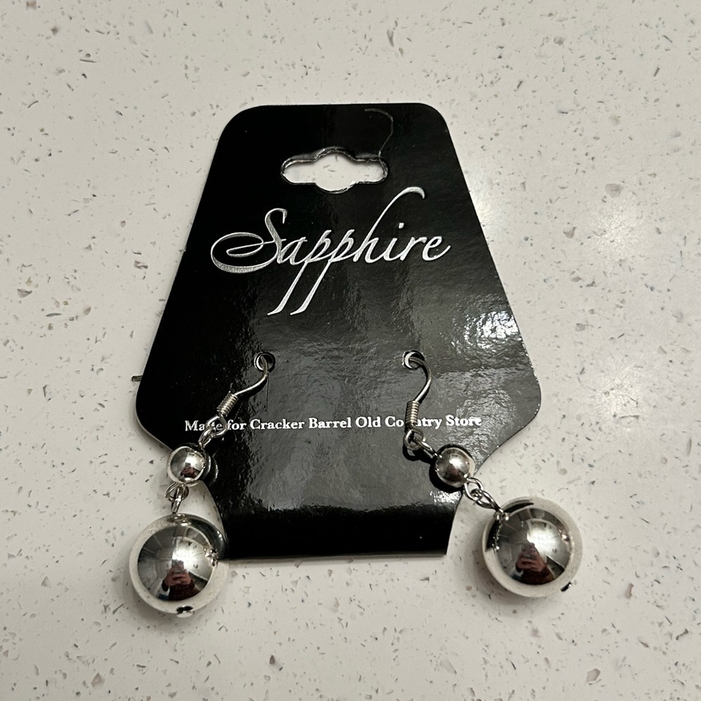 Silver ball dangle earrings